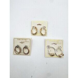 Ear Sense Hypo-allergenic Earrings 3 Pairs Gold Silver Toned Classic Hoops New